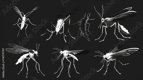 Pacote criativo de silhuetas de mosquitos photo
