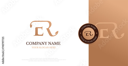 Foto Initial ER Logo Design Vector