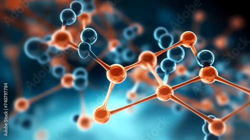 The network structure of chemical bonds at the molecular level consists of lines and dots, dots and connections