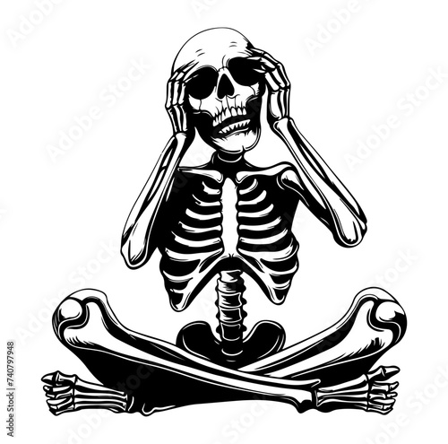 evil skeleton sitting vector