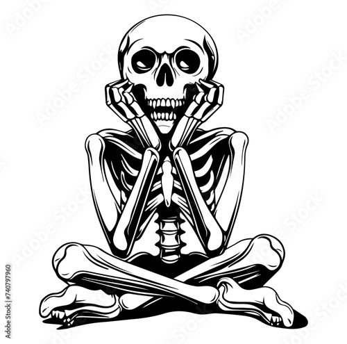 evil skeleton sitting vector