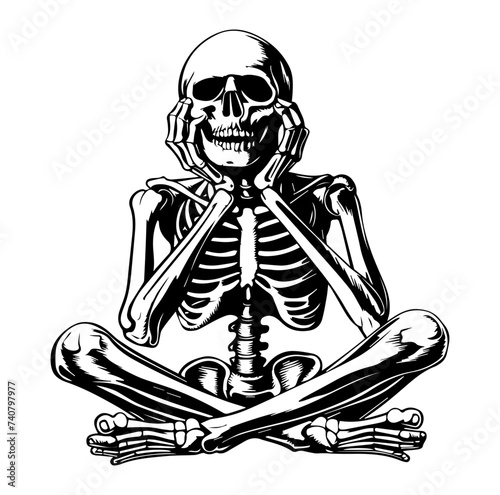 evil skeleton sitting vector