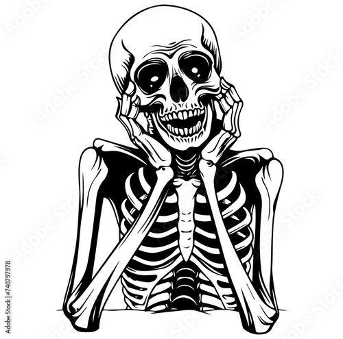 evil skeleton sitting vector