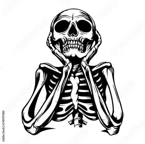 evil skeleton sitting vector