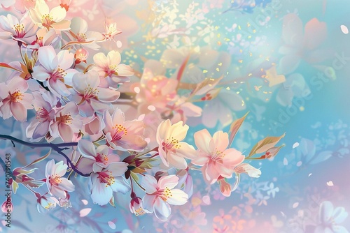 Beautiful flowering Japanese cherry Saku