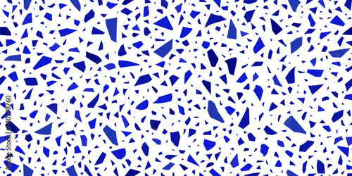 Blue terrazo ceramic tile pattern or terazo mosaic background for terazzo marble stone floor texture. Terrazzo marble broken pieces or blue stone pieces mosaic for floor interior tile background