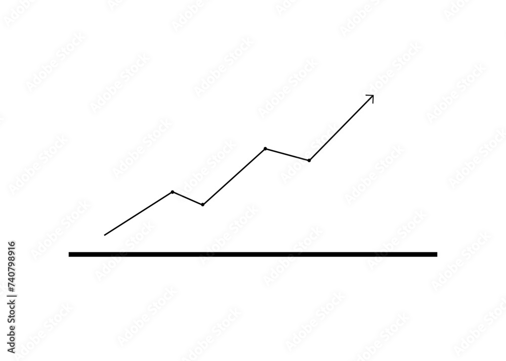 Business graph growing up, vector, isolated. Business graph growing up, vector, isolated.