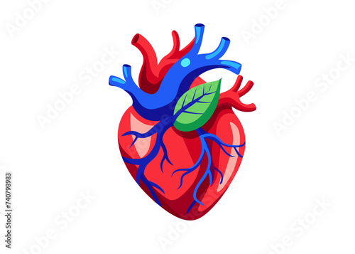 Human heart model isolated vector.