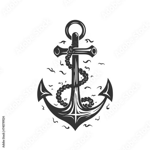 Anchor with rope. Vector illustration design.