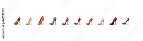 Women's high-heeled shoes set. Vector illustration design.