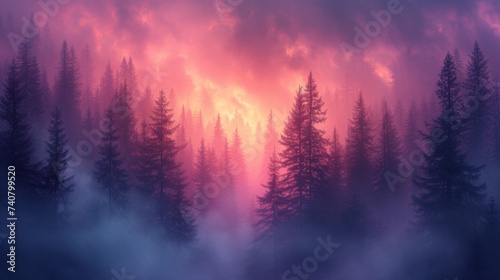 A Forest Filled With Trees Under a Cloudy Sky