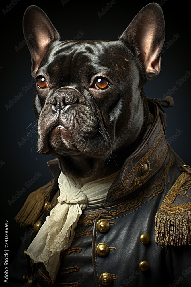 portrait of a dog wearing a costume