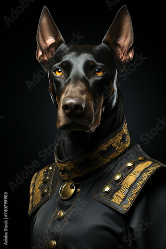portrait of a dog wearing a costume