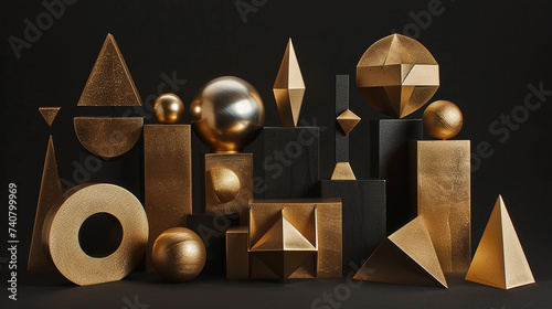 formas geométricas , dourado com preto photo