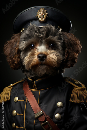 portrait of a dog wearing a costume