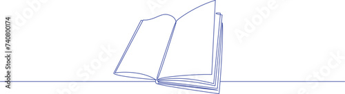 opened book and pen in line art drawing. Education study and knowledge library concept. EPS 10