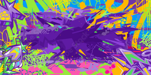 Abstract Colorful Urban Hip-Hop Graffiti Street Art Style Vector Background