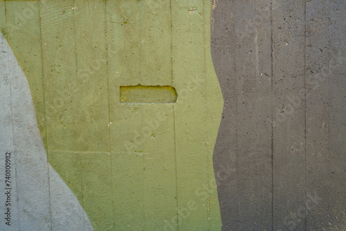 reinforced concrete painted with camouflage pattern photo