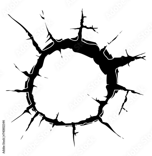 rounded crack, round hole with cracks vector