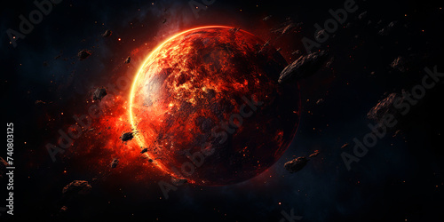 Universe scene with planets, stars and galaxies in outer space showing the beauty of space exploration. Elements furnished by NASA. Mars red space landscape with large planets