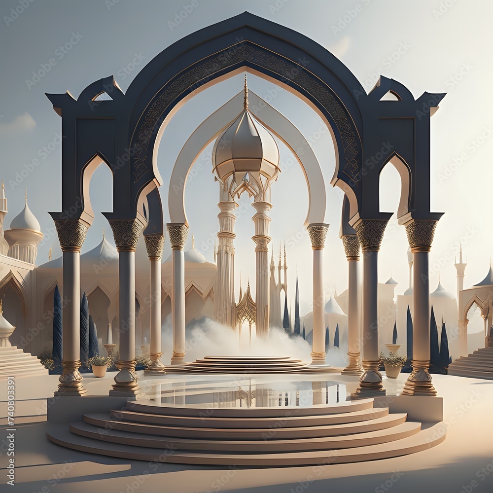 Fototapeta premium islamic ramadan podium with arabic style made with Generative AI