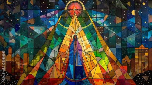 Abstrato Moderno Nossa Senhora Aparecida Triangulares photo