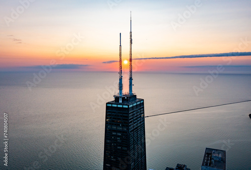 Photography city skyline at sunset