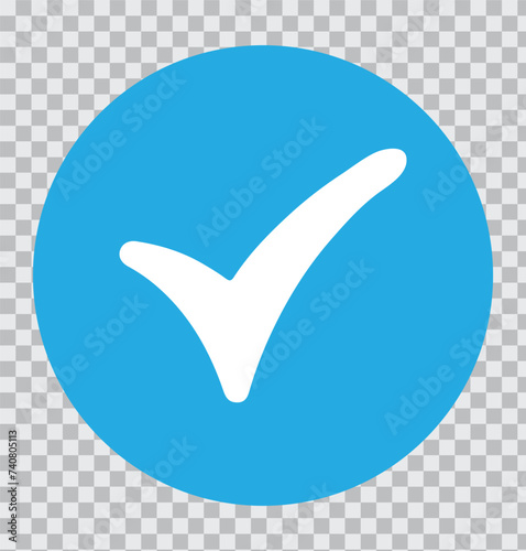 blue tick sticker design in white background check