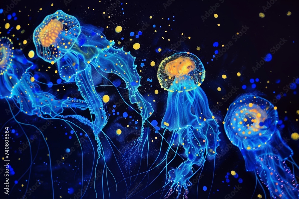 jellyfish in the sea at night
