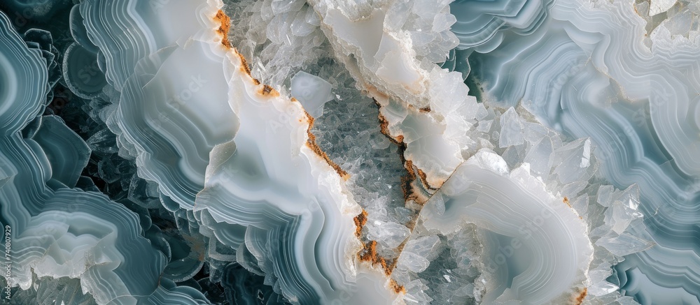Macro close up of striking blue and white marble texture surface for ...