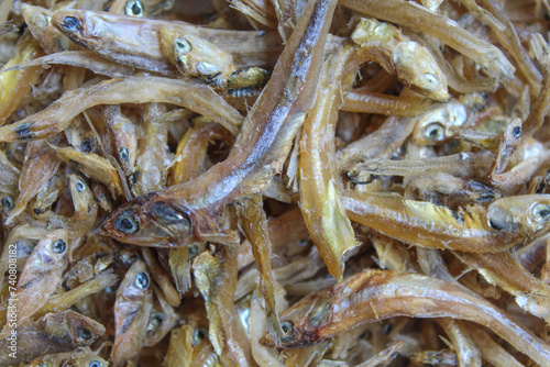 Dried anchovy fish, uncooked. Preserved with salt