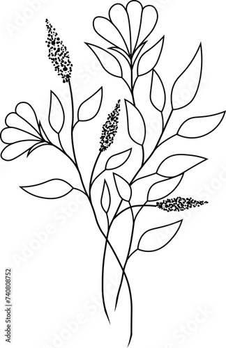 Illustration of Flower Silhouette with Flowers and Leaves vector