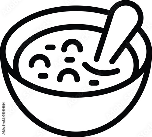 Borsch bowl icon outline vector. Ukrainian soup. Mixed vegetables food