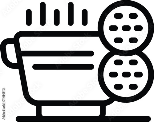 Borsch dish icon outline vector. Preparing Ukrainian soup. Homemade traditional recipe