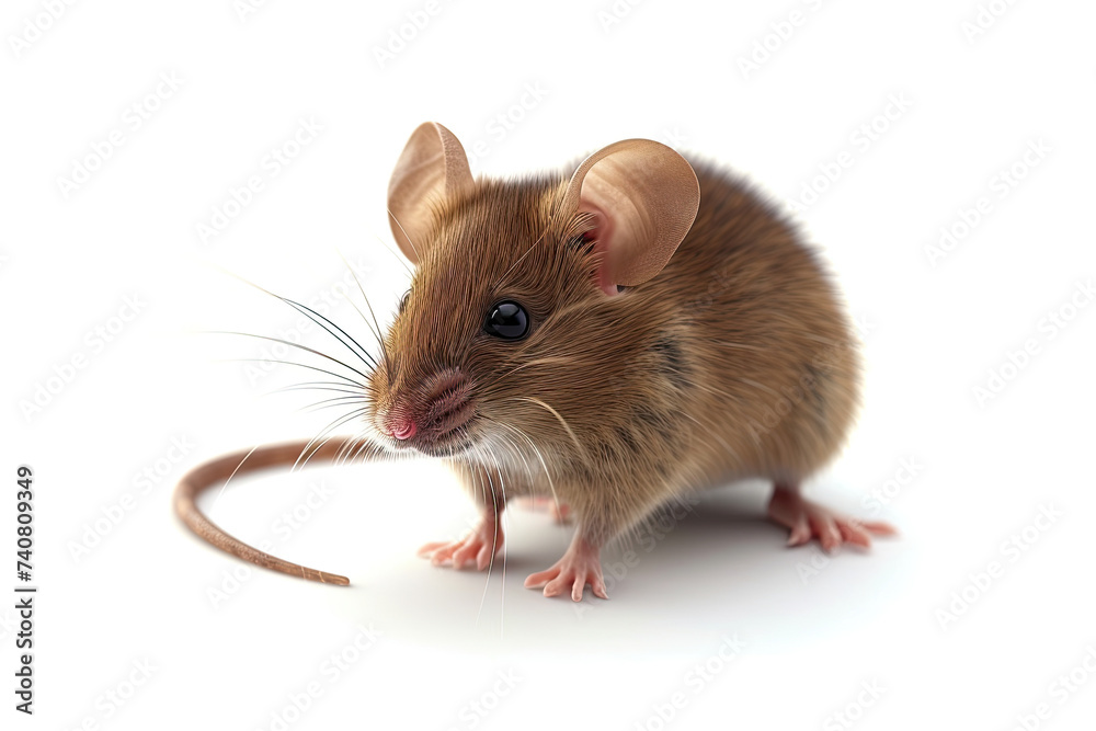 3d cute brown mouse isolated on white background