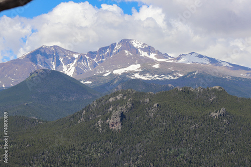 Estes Park Colorado Rocky Mountain Cloudy sky views . High quality photo