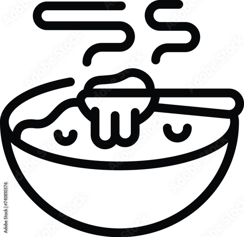 Hot borsch bowl icon outline vector. Ukrainian beetroot meal. Serving homemade borscht