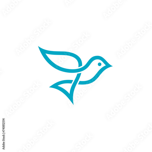 Little Bird outline mono line illustration vector logo design template