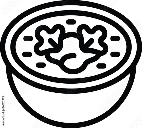 Homemade delicious borsch dish icon outline vector. Traditional veggies borscht. Beetroot and beans soup