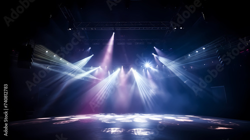 Stage background, modern dance stage lighting background, spotlight illuminates modern dance production stage photo