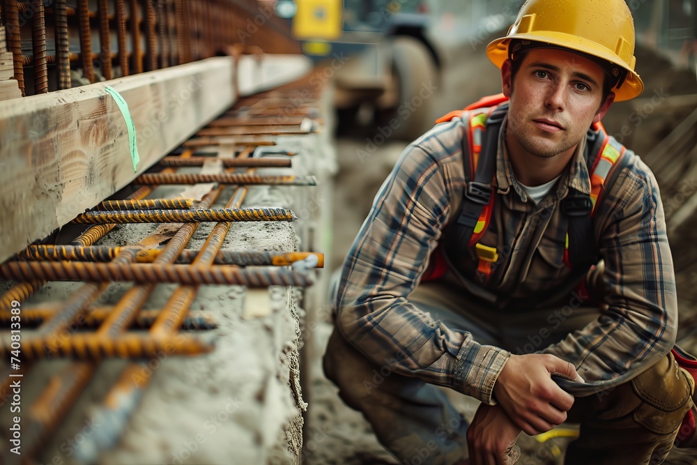Male Construction Site Worker Working and posing on camera Male Construction Site Worker Working and posing on camera