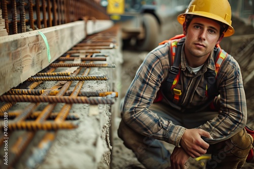 Male Construction Site Worker Working and posing on camera