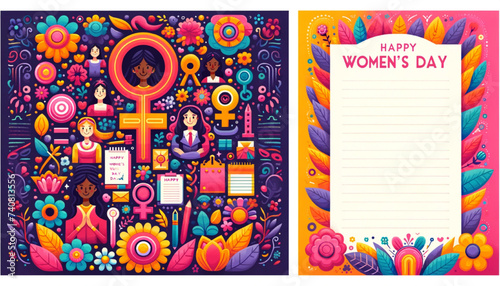 creative flat vector Happy Women's Day greeting card