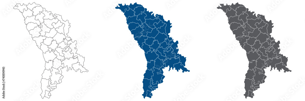 Moldova map. Map of Moldova in set	