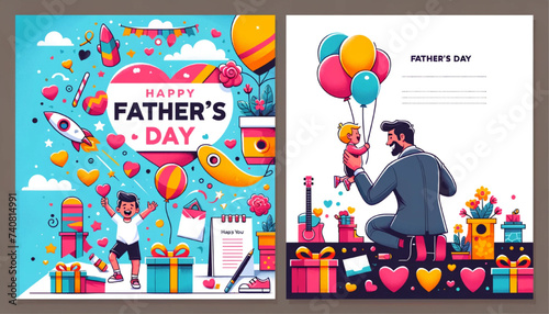  flat vector illustration for a Happy Father's Day wish card