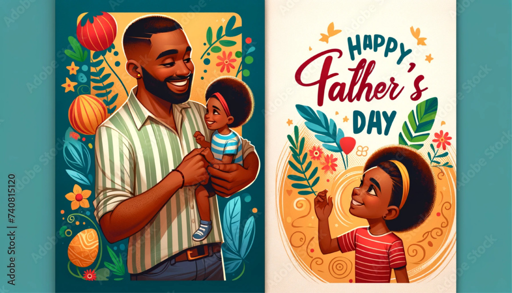 Happy Father's Day wish card - obrazy, fototapety, plakaty 