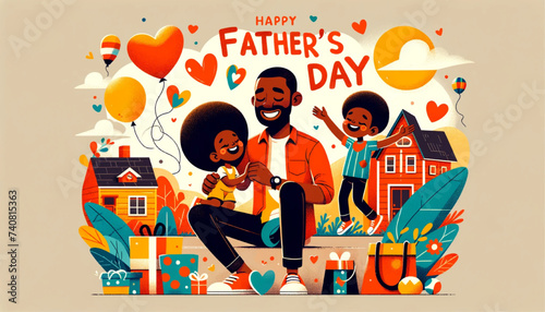 joyful flat vector illustration for Father's Day_ celebration