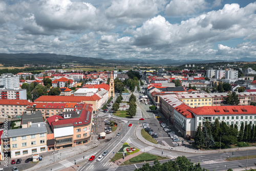 Obraz na płótnie Aerial skyline view of Námestie SNP square in Zvolen, Slovakia on a sunny summer day w salonie