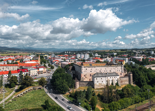 Obraz na płótnie Aerial skyline cityscape of Zvolen, Slovakia on a sunny summer day. w salonie
