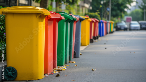 City trash bins line the roadside © Aku Creative